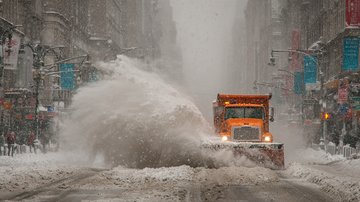NYC snow removal crew clearing a Manhattan street.