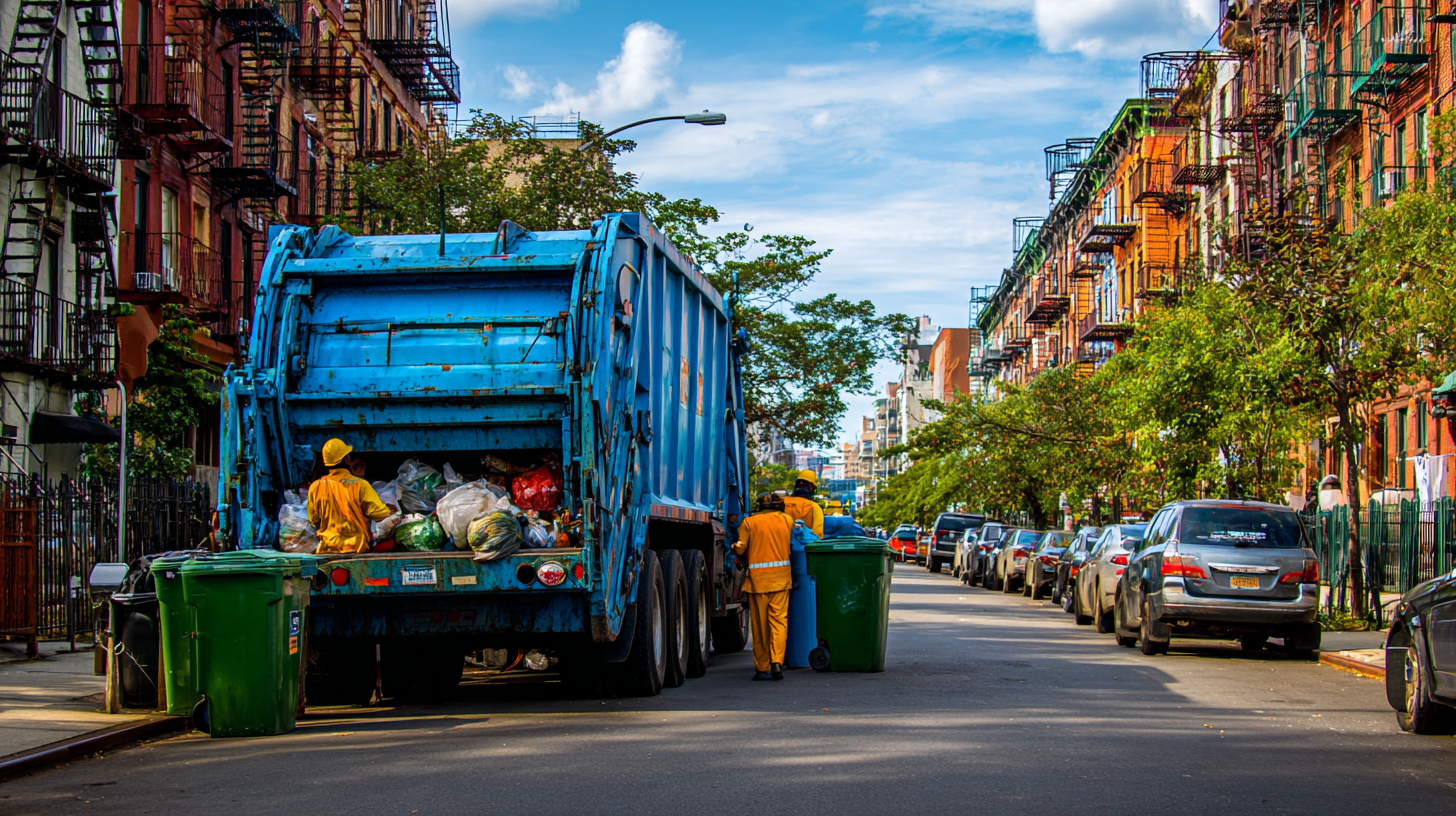 Sanitation workers handling trash collection in Manhattan.