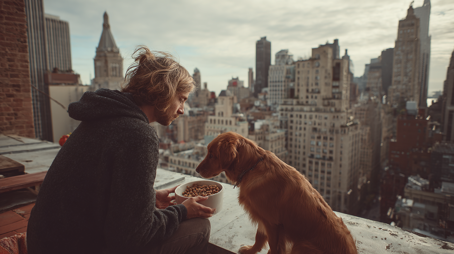 In-home pet sitting visit inside a Manhattan apartment.